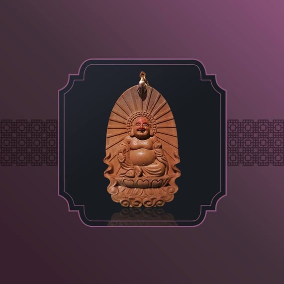 India Old Mountain Sandalwood Laughing Buddha pendant