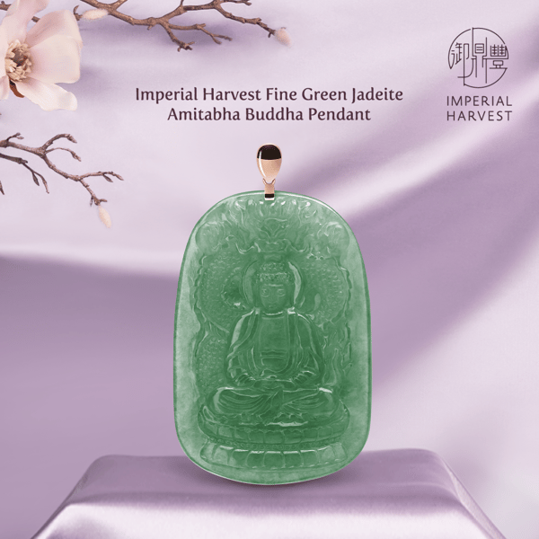 Imperial Harvest Fine Jadeite Amitabha Buddha Pendant