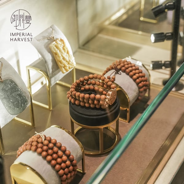 Imperial Harvest Sandalwood Bead Bracelets with Emblem