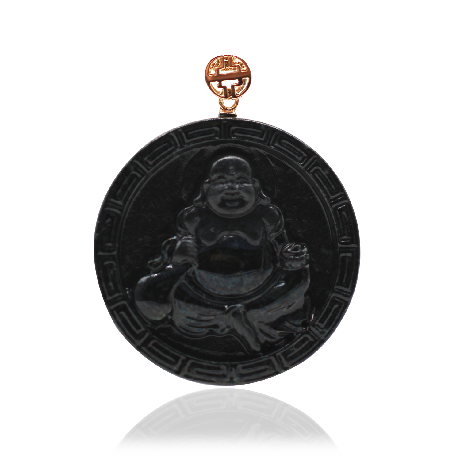 Laughing-Buddha-Circle-Black-w-Reflection-SQ
