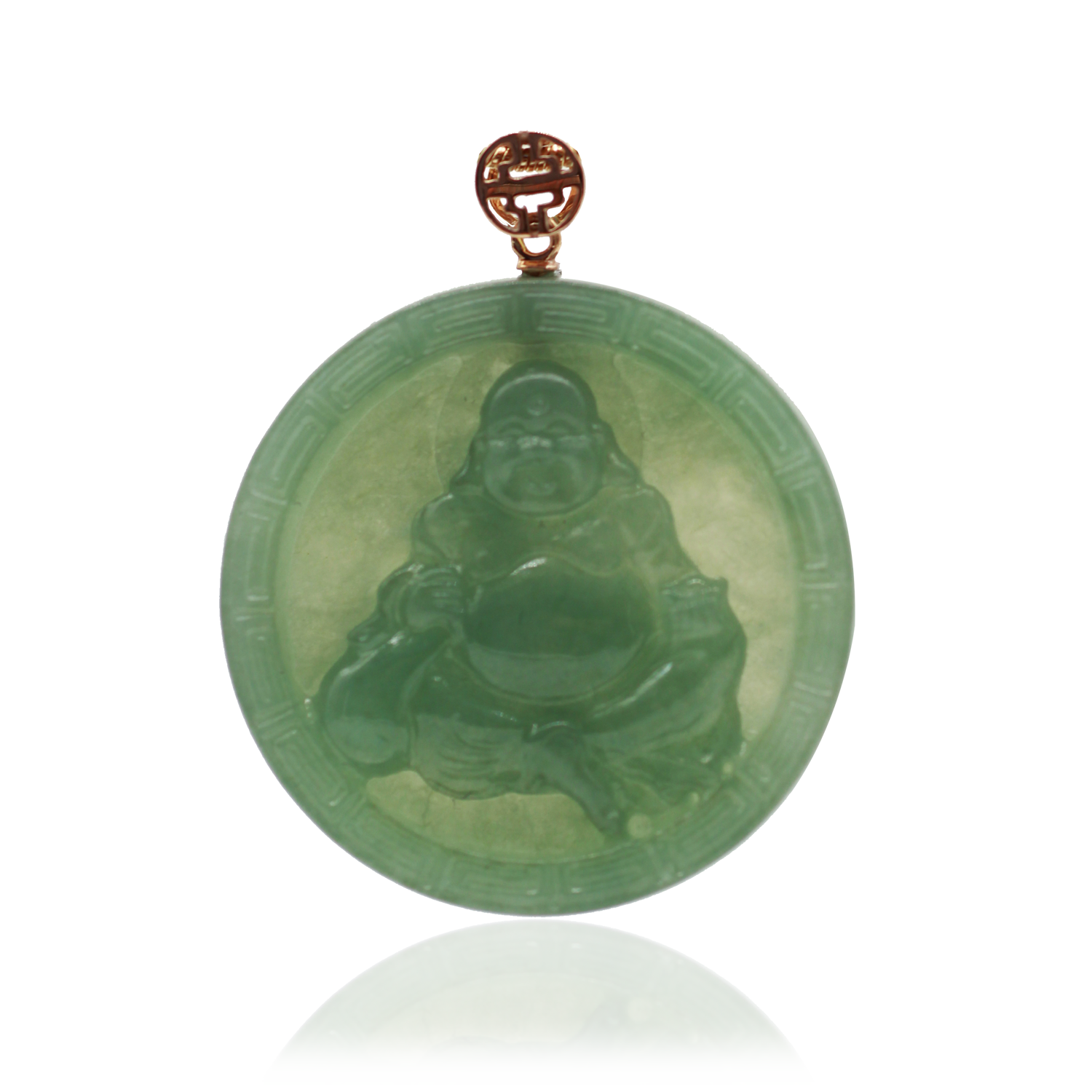 Laughing-Buddha-Circle-Green-w-Reflection-SQ