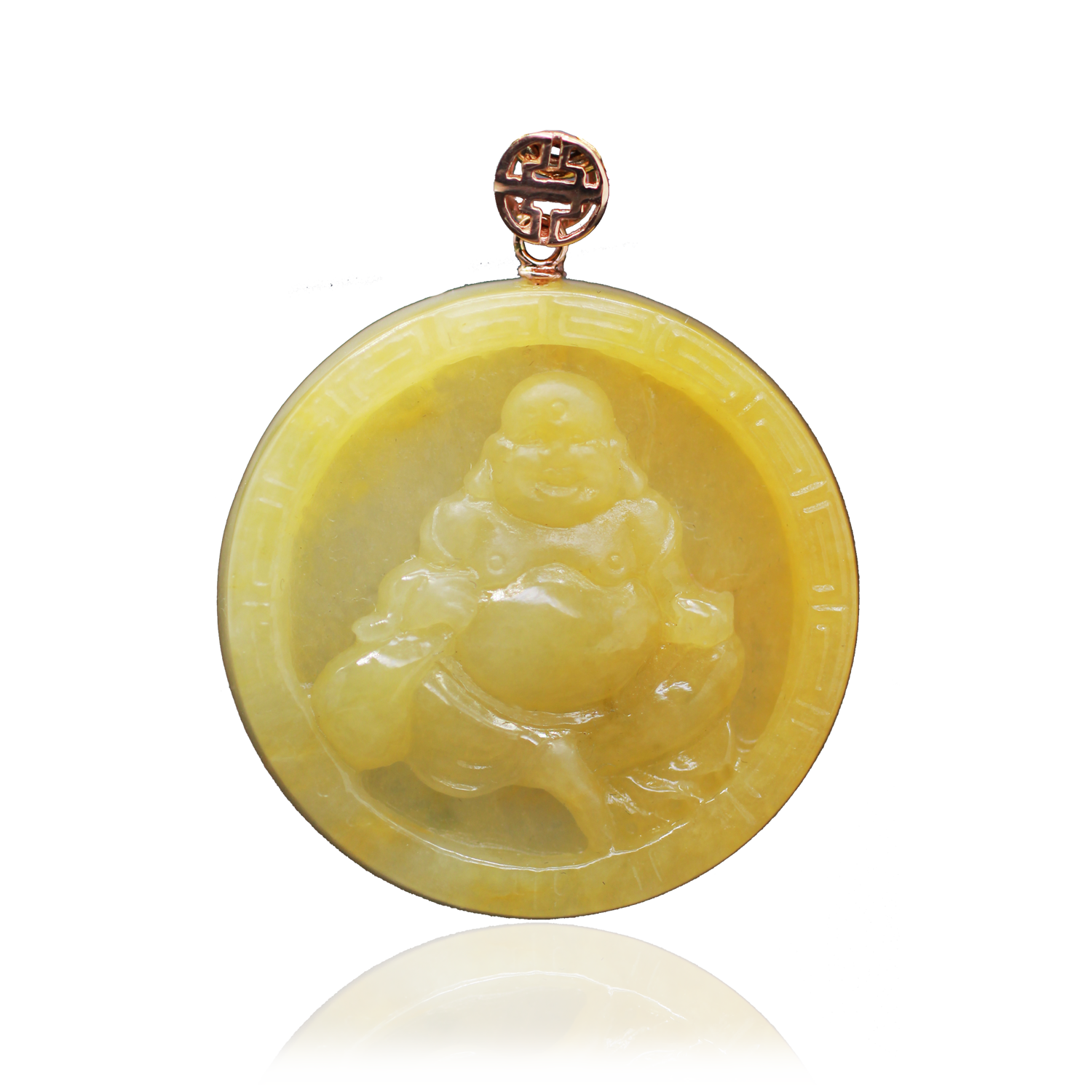 Laughing-Buddha-Circle-Yellow-w-Reflection-SQ