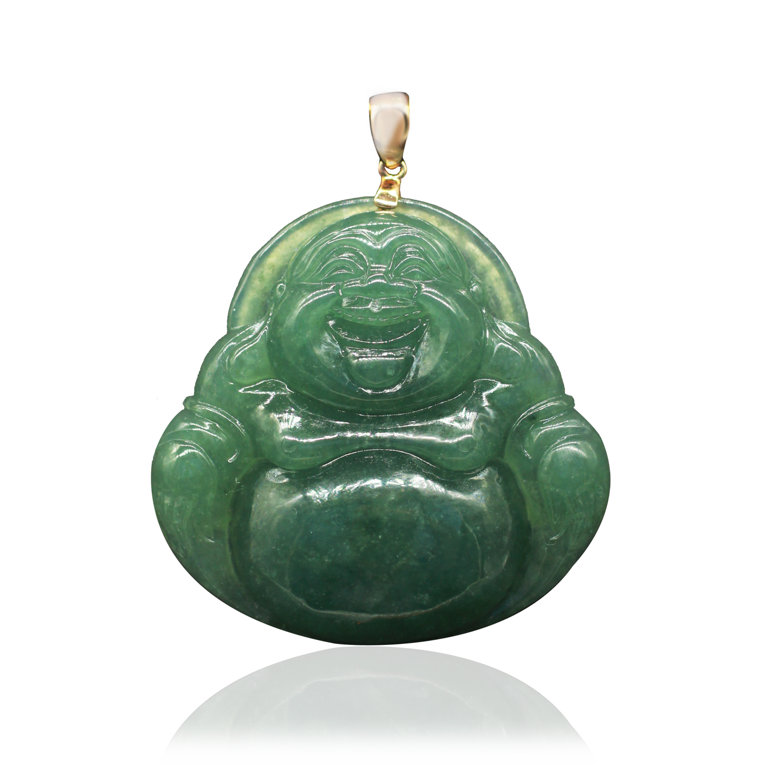 Laughing-Buddha-Green-w-Reflection-SQ