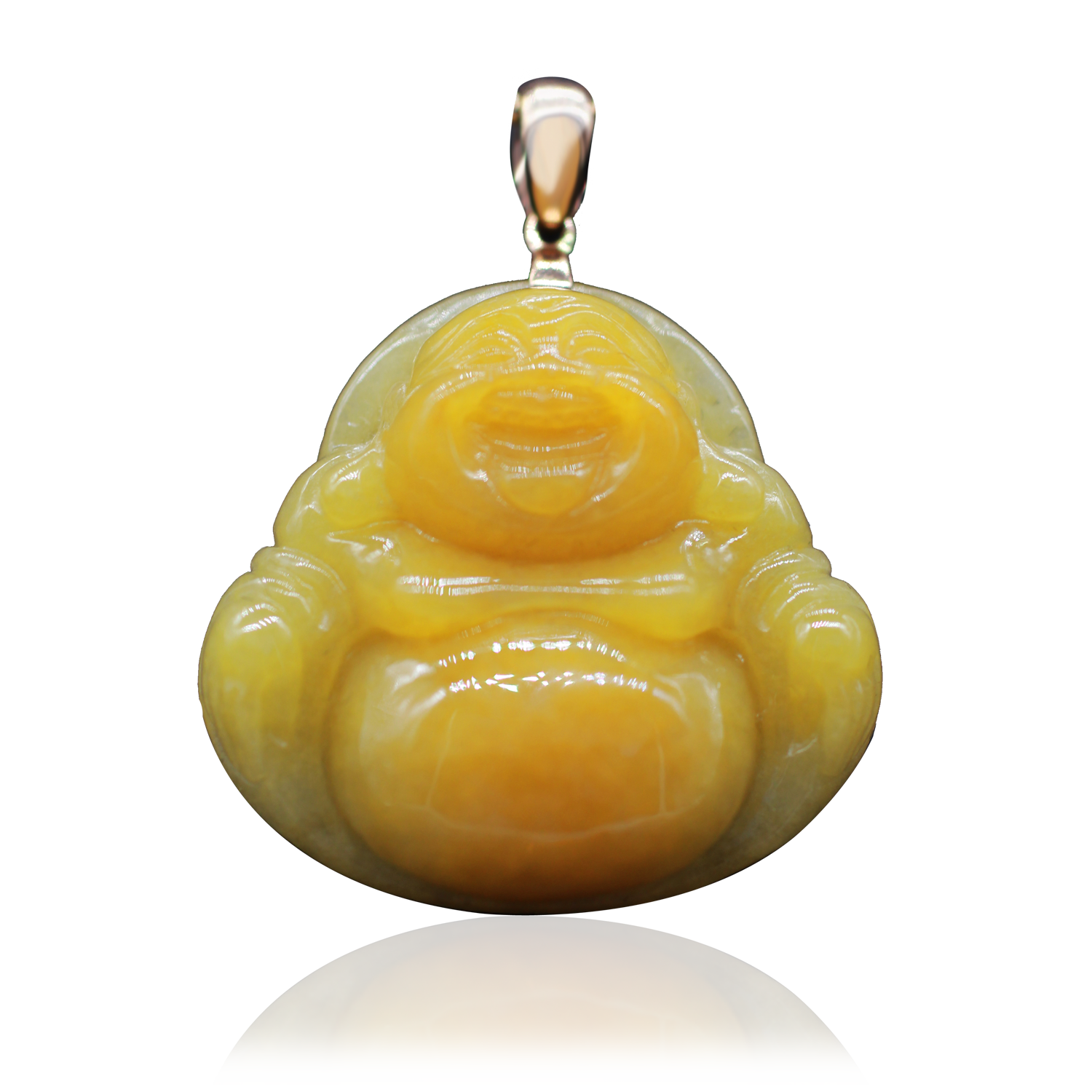 Laughing-Buddha-Yellow-w-Reflection-SQ